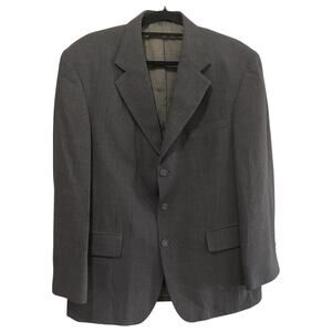 Oscar De LA Renta Blazer 42S Mens Gray 100% Wool Formal Athletic Fit Notch Lapel